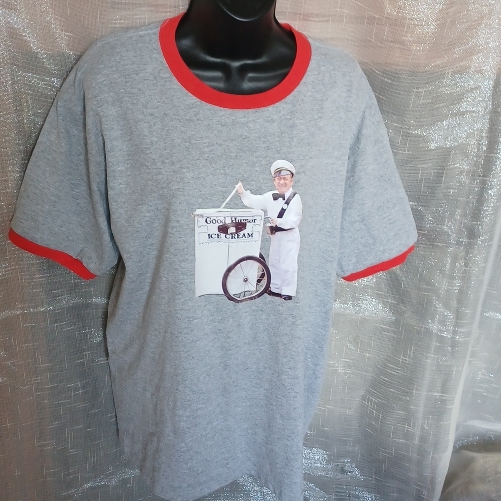 Gildan Unique Billy Barty Good Humor novelty graphic ring neck tee, L